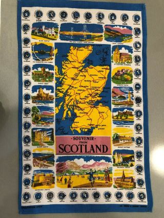 Souvenir Vintage Linen/cotton Tea Towel Souvenir Of Scotland