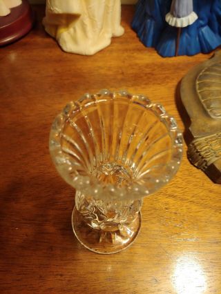 Vintage Lead Crystal Bud Vase with Sawtooth Rim and Pedestal Base 2