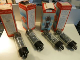 QUAD EL34 TELEFUNKEN FINE EARLY QUALITY DOUBLE GETTER MATCHED NOS BOXED 2