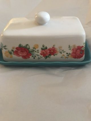 Pioneer Woman Vintage Floral Butter Dish Stoneware