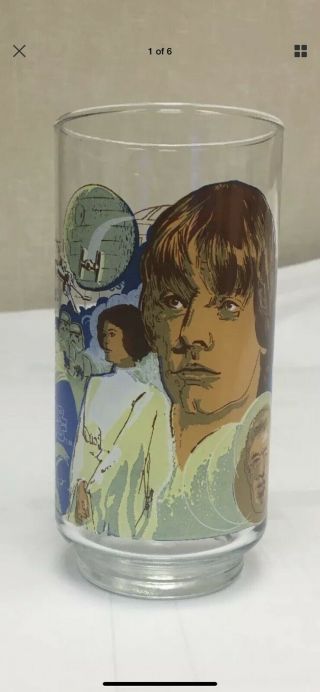 Vintage 1977 Burger King Coca - Cola Star Wars Drinking Glass Luke Skywalker Leia