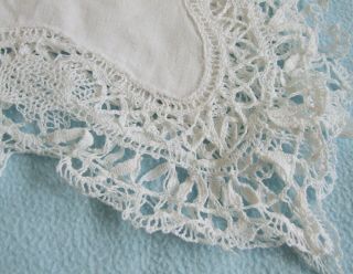 Vintage Antique White Cotton Lace Edge Embroidered Square TABLE CLOTH 94x94cms 2