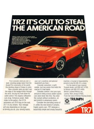 1976 Triumph Tr7 - Vintage Advertisement Car Print Ad J409