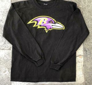 Baltimore Ravens Long Sleeve T Shirt - Black - Large