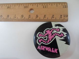 Vintage Skateboard Shoes Airwalk Pinback Button Black Pink 1980s 1.  25 " / 3cm
