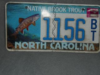 North Carolina Specialty License Plate Tag Native Brook Trout 2015 Fish