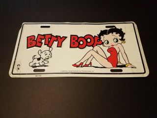 Betty Boop Vintage Metal Tin Sign Retro License Plate Design Red Dress Cartoon