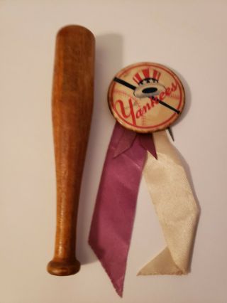 Vintage York Yankees Pin & 5 Inch York Yankees Bat