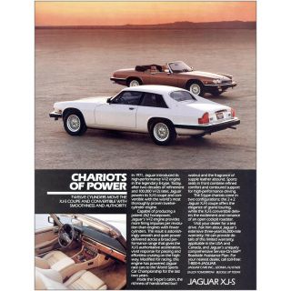 1989 Jaguar Xjs: Chariots Of Power Vintage Print Ad