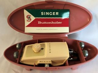 Vintage Singer Sewing Machine Attachment Buttonholer & Case 1961