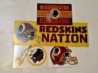 4 N.  F.  L.  Washington Redskins Bumper/window Stickers 4 Total Fan Favorite &