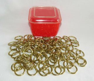 11 Doz (132) Vintage 1 " Diameter Gold Cafe Curtain Sew On Plastic Rings