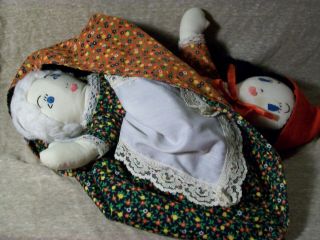 T2 Vintage Little Red Riding Hood Flip Doll,  Topsy Turvy,  12 ",  Embroidered Faces