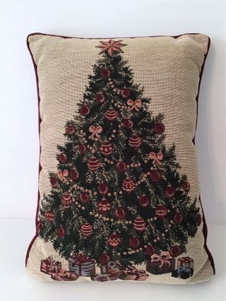 Vintage Christmas Decorative Throw Pillow Embroidered Tapestry Santa Riverdale
