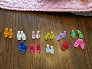 10 Pairs Of Vintage Barbie High Heel Shoes.  Strap Shoe Open Toe.