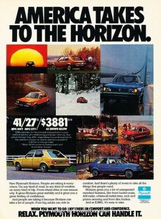 1978 Plymouth Horizon - Advertisement Print Art Car Ad J645