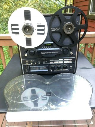 Teac X - 2000 R Reel To Reel Stereo Tape Deck Plus Front Cover Looks Great
