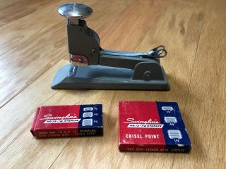 Vintage Grey Swingline Number 13 Stapler - Includes 3/8” And 1/4” Staples