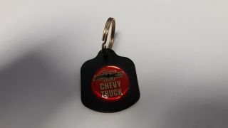 Vintage Chevy Truck Keychain Key Chain Ring Red And Gold Metal One Chip