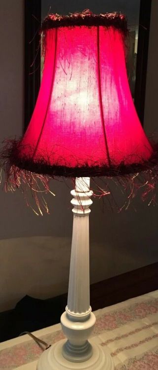 2 Vintage Red Fabric Silk (red,  Purple,  Gold) Fringe 9”x10” Lamp Shades