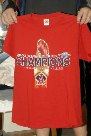 Anaheim Angeles Of Los Angeles 2002 World Series Champs T Shirt Med - Nm,