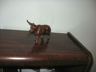 Vintage Cast Iron Metal Money Coin Bank Bronze Color Steer / As Found