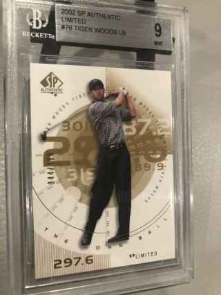 2002 Sp Authentic Tiger Woods 76 Limited Gold 044/100 Bgs 9