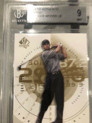 2002 SP Authentic Tiger Woods 76 Limited Gold 044/100 BGS 9 2