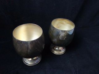 Vintage Set Of 2 Silver Plated Goblets