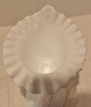 Vintage Fenton Milk Glass Horn of Plenty - Ruffle Rim 6.  25 