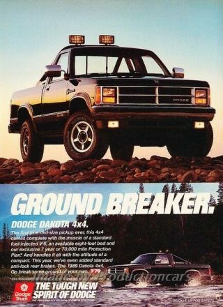 1989 Dodge Dakota 4x4 Truck - Advertisement Print Art Car Ad J864