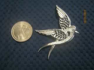 " Peace " Winged Bird Silver Tone Pin - Sarah Coventry Jewelry - Sara Cov - Vtg