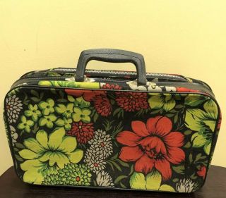 Vintage 60s 70s Bantam Floral Flower Mod Hippie Travelware Luggage Bag Suitcase