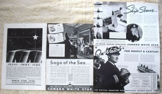 4 Vintage Cunard White Star Line Ship Ads 1937 1938 