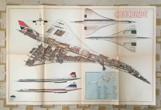 British Airways Concorde Poster Brochure Vintage 1976