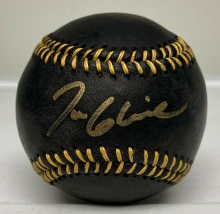 Tom Glavine Single Signed Black Leather Baseball Autographed Jsa Braves Hof
