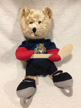 Florida Panthers Plush Bear Stuffed Animal Toy 14 " In Uniform W/ Stick & Skates