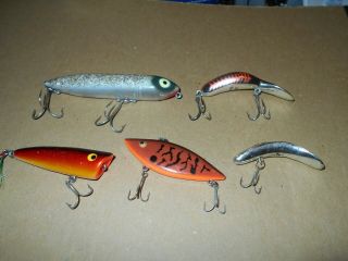 Set Of 5 Fishing Lures - Heddon,  Flatfish And Others - And