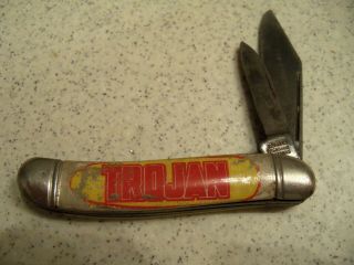 Vintage Trojan Seed Corn Advertising Pocket Knife 2 Blade