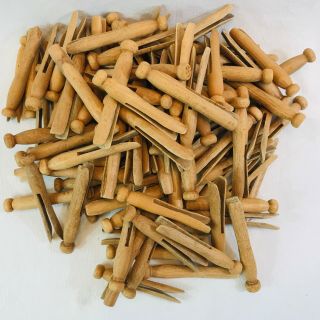 110 Count Vintage Wood Wooden Round Head Clothes Pins 4 " Crafts