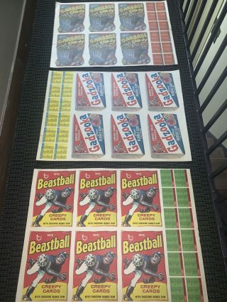 1980,  79 Wacky Packages Wacky Packs - Series 1,  3,  4 Complete Set On 3 Uncut Sheets