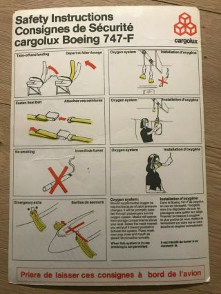 Safety Card Cargolux Boeing B747 - F