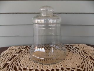 Vintage Clear Glass Bell Shape Candy Jar Kitchen Canister