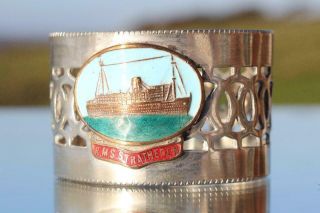P&o Orient Line Rms Stratheden Fine Quality Enamel Napkin Ring Purchased Onboard