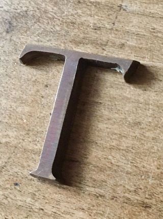 Antique Letter T Font Typeface Solid Bronze Vintage Reclaimed Sign