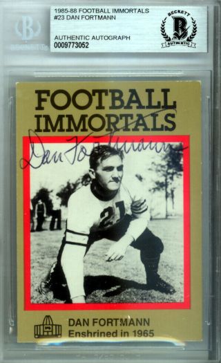 Dan Fortmann Autographed 1985 Football Immortals Card 23 Bears Beckett 9773052