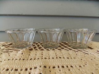 Set Of 3 Vintage Jell - Well Clear Glass Gelatin Cups Molds