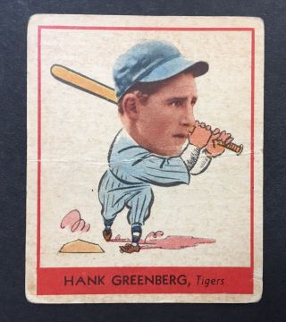 1938 Goudey Heads Up Hank Greenberg Detroit Tigers 253 Hof’er Good - Vg Card