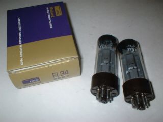 Vintage Matched Pair Mullard El34 6ca7 Vacuum Tubes Xf1 B1f2 Box 69