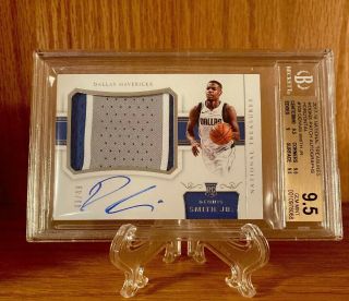 2017 - 18 National Treasures Dennis Smith Jr 3 Color Jumbo Rookie Patch Auto/49